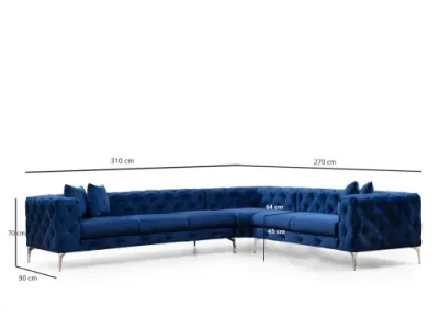 Detail produktu Rohová sedacia súprava / Rohová pohovka Como Right - Navy Blue