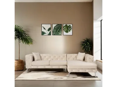 Rohová sedacia súprava / Rohová pohovka Como Eco Right - Beige