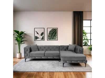 Rohová sedacia súprava / Rohová pohovka Como Eco Right - Anthracite, Black