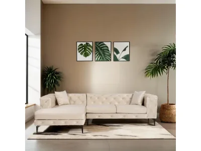 Rohová sedacia súprava / Rohová pohovka Como Eco Left - Beige, Black