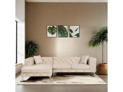 Rohová sedacia súprava / Rohová pohovka Como Eco Left - Beige