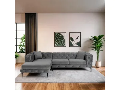 Rohová sedacia súprava / Rohová pohovka Como Eco Left - Anthracite, Black