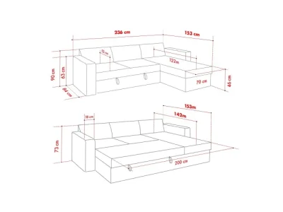 Detail produktu Rohová rozkladacia pohovka Kado - Mink
