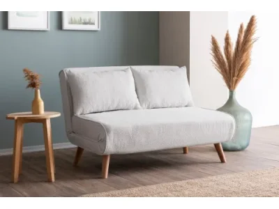Dvojmiestna rozkladacia pohovka Folde 2-Seater - Teddy Fabric - White