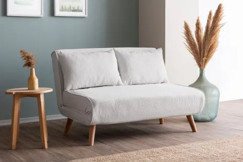 Dvojmiestna rozkladacia pohovka Folde 2-Seater - Teddy Fabric - White