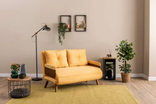 Dvojmiestna rozkladacia pohovka Cosmo 2-Seater - Mustard
