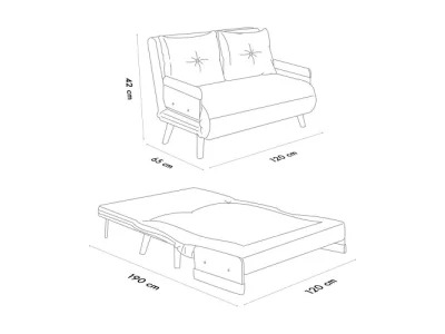 Detail produktu Dvojmiestna rozkladacia pohovka Cosmo 2-Seater - Grey