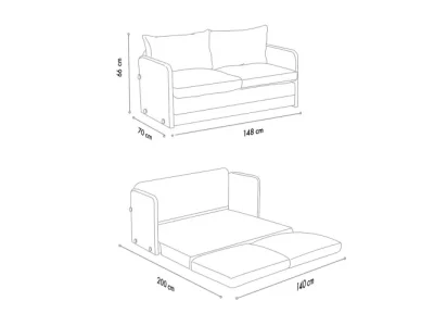 Detail produktu Dvojmiestna rozkladacia pohovka Saga XL 2-Seater - Light Grey