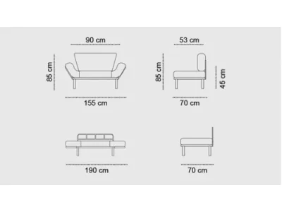 Detail produktu Dvojmiestna rozkladacia pohovka Nitta - Grey
