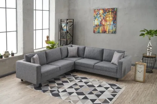 Rohová sedacia súprava / Rohová pohovka Kale Linen - Grey