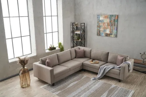 Rohová sedacia súprava / Rohová pohovka Kale Linen - Cream