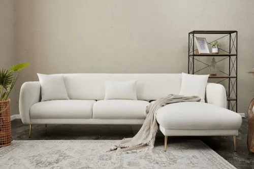 Rohová rozkladacia pohovka Simena Right - Cream