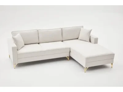 Rohová sedacia súprava / Rohová pohovka Berlin Right - Cream, Gold