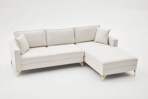 Rohová sedacia súprava / Rohová pohovka Berlin Right - Cream, Gold