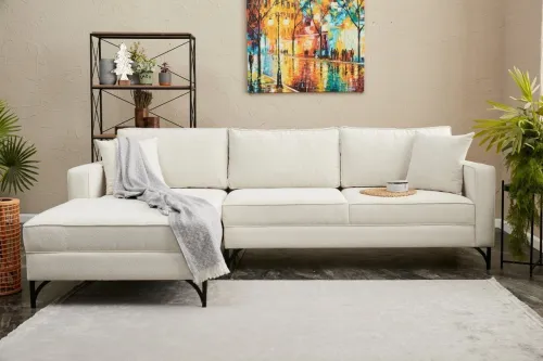 Rohová sedacia súprava / Rohová pohovka Berlin Left - Cream, Black