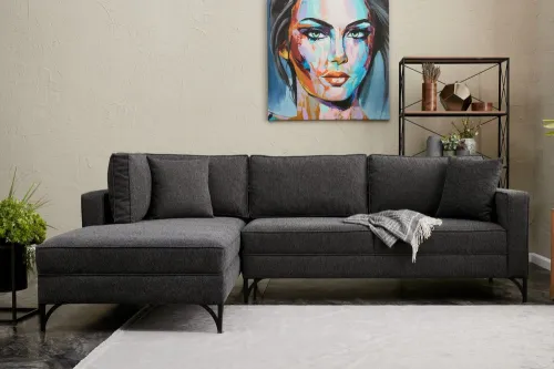 Rohová sedacia súprava / Rohová pohovka Berlin Left - Anthracite, Black