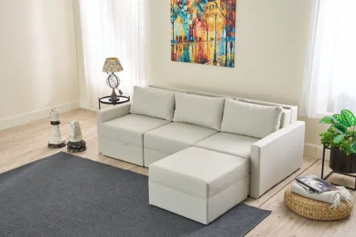 Rohová rozkladacia pohovka Saros - Cream