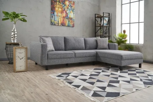 Rohová sedacia súprava / Rohová pohovka Kale Linen Right - Grey