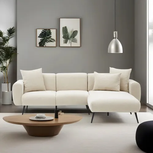 Rohová sedacia súprava / Rohová pohovka Side Right - Cream