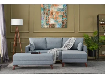 Rohová rozkladacia pohovka Bella Soft Mini Köşe Right - Blue