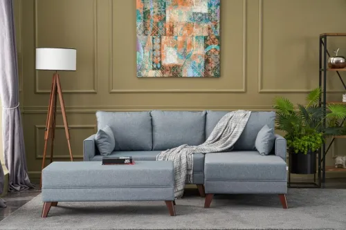 Rohová rozkladacia pohovka Bella Soft Mini Köşe Right - Blue
