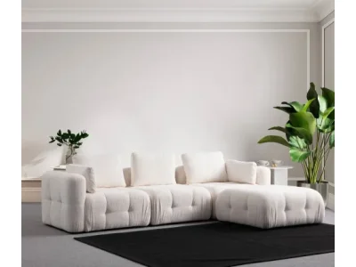 Detail produktu Rohová sedacia súprava / Rohová pohovka Amaris 3 Seater With Pouffe - White