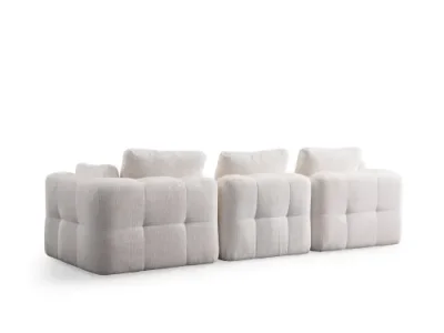Detail produktu Rohová sedacia súprava / Rohová pohovka Amaris 3 Seater With Pouffe - White