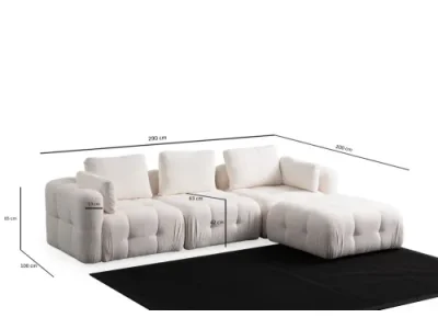 Detail produktu Rohová sedacia súprava / Rohová pohovka Amaris 3 Seater With Pouffe - White