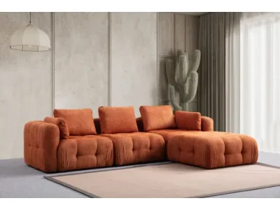 Rohová sedacia súprava / Rohová pohovka Amaris 3 Seater With Pouffe - Orange