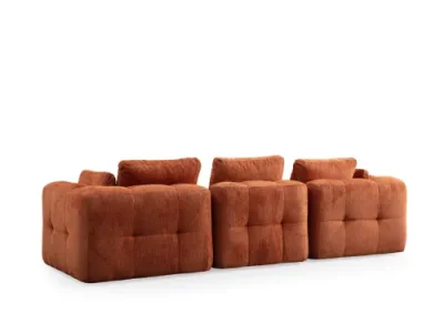 Detail produktu Rohová sedacia súprava / Rohová pohovka Amaris 3 Seater With Pouffe - Orange