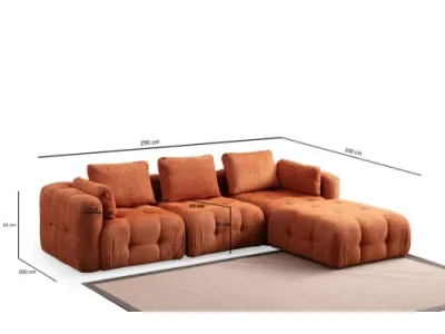 Detail produktu Rohová sedacia súprava / Rohová pohovka Amaris 3 Seater With Pouffe - Orange