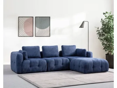 Rohová sedacia súprava / Rohová pohovka Amaris 3 Seater With Pouffe - Navy Blue