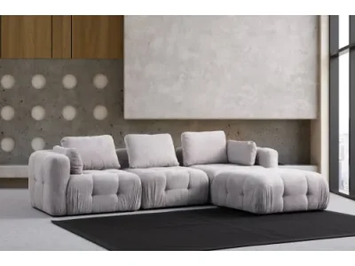 Rohová sedacia súprava / Rohová pohovka Amaris 3 Seater With Pouffe - Light Grey
