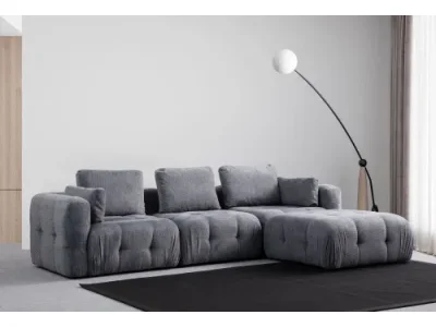 Rohová sedacia súprava / Rohová pohovka Amaris 3 Seater With Pouffe - Grey