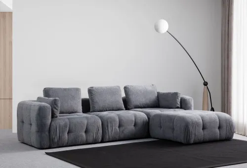 Rohová sedacia súprava / Rohová pohovka Amaris 3 Seater With Pouffe - Grey