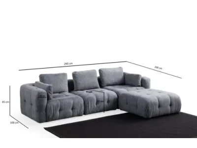 Detail produktu Rohová sedacia súprava / Rohová pohovka Amaris 3 Seater With Pouffe - Grey