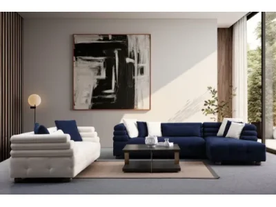 Detail produktu Rohová sedacia súprava / Rohová pohovka Boston Right - Night Blue