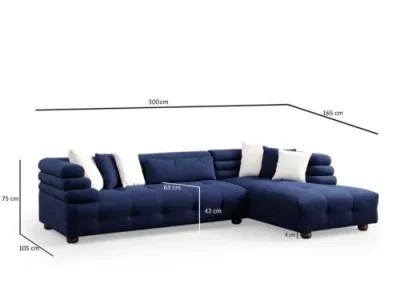 Detail produktu Rohová sedacia súprava / Rohová pohovka Boston Right - Night Blue