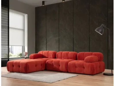 Detail produktu Rohová sedacia súprava / Rohová pohovka Doblo 3 Seater with Pouffe ( L1-O1-1R-Pouffe) - Red