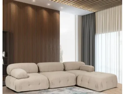 Detail produktu Rohová sedacia súprava / Rohová pohovka Doblo 3 Seater with Pouffe ( L1-O1-1R-Pouffe) - Peach