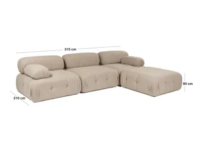 Rohová sedacia súprava / Rohová pohovka Doblo 3 Seater with Pouffe ( L1-O1-1R-Pouffe) - Peach