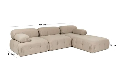 Rohová sedacia súprava / Rohová pohovka Doblo 3 Seater with Pouffe ( L1-O1-1R-Pouffe) - Peach