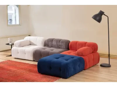 Detail produktu Rohová sedacia súprava / Rohová pohovka Doblo 3 Seater with Pouffe ( L1-O1-1R-Pouffe) - Multicolor
