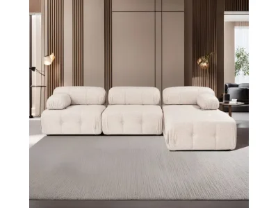 Detail produktu Rohová sedacia súprava / Rohová pohovka Doblo 3 Seater with Pouffe ( L1-O1-1R-Pouffe) - Light Brown