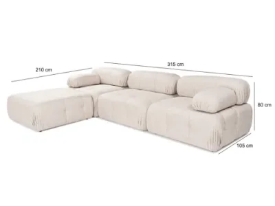 Detail produktu Rohová sedacia súprava / Rohová pohovka Doblo 3 Seater with Pouffe ( L1-O1-1R-Pouffe) - Light Brown