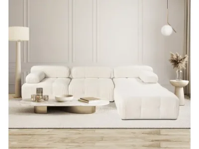 Detail produktu Rohová sedacia súprava / Rohová pohovka Doblo 3 Seater with Pouffe ( L1-O1-1R-Pouffe) - Cream
