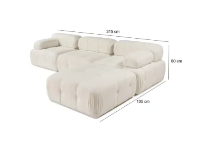 Detail produktu Rohová sedacia súprava / Rohová pohovka Doblo 3 Seater with Pouffe ( L1-O1-1R-Pouffe) - Cream
