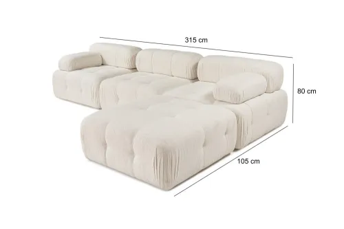 Rohová sedacia súprava / Rohová pohovka Doblo 3 Seater with Pouffe ( L1-O1-1R-Pouffe) - Cream