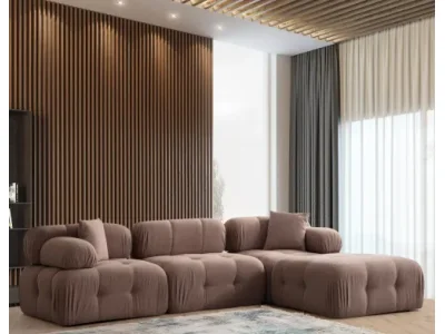 Detail produktu Rohová sedacia súprava / Rohová pohovka Doblo 3 Seater with Pouffe ( L1-O1-1R-Pouffe) - Cappuccino