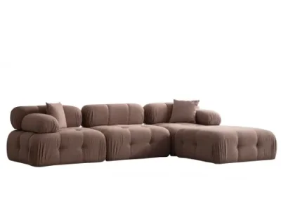 Detail produktu Rohová sedacia súprava / Rohová pohovka Doblo 3 Seater with Pouffe ( L1-O1-1R-Pouffe) - Cappuccino